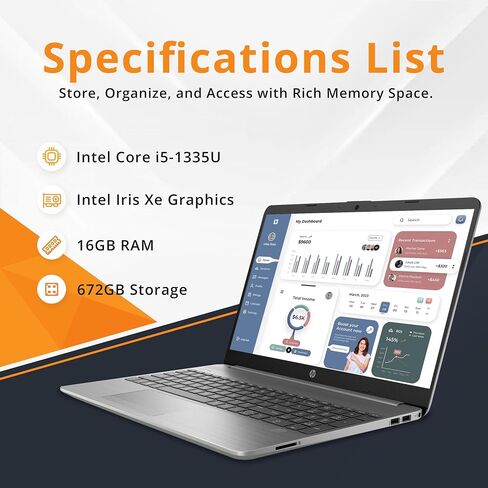 HP 2019 14" Laptop - Intel Core i3 - 8GB Memory - 128GB Solid State Drive - Ash Silver Keyboard Frame (14-CF0014DX) in Kuwait