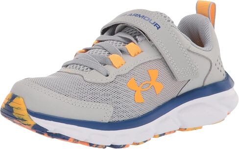 Under Armour Boy's Pre School Assert 9 Alternate Closure Running Shoe, (101) Mod Gray/White/Blaze Orange, 13.5 Wide Little Kid in Saudi Arabia