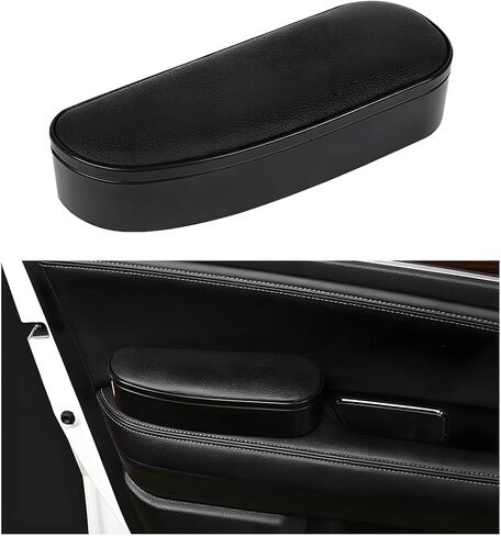 Car Armrest Support Cover, Left Side Door Armrest Cushion Pad Extender with Storage Box, Anti-Slip & Waterproof Leather Driver Left Arm Rest Storage Cover, Car Accessories (Black, Style 2) in Saudi Arabia