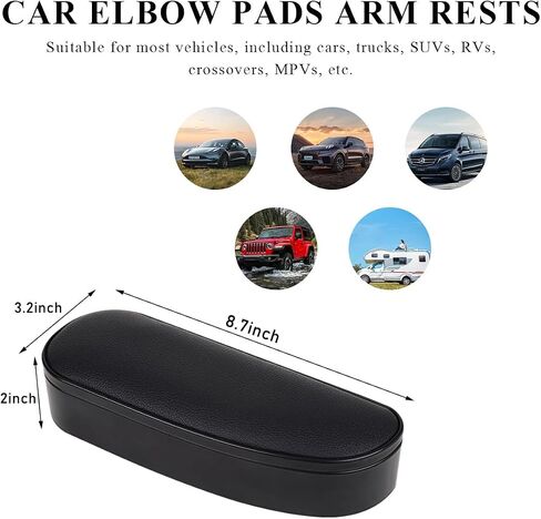 Car Armrest Support Cover, Left Side Door Armrest Cushion Pad Extender with Storage Box, Anti-Slip & Waterproof Leather Driver Left Arm Rest Storage Cover, Car Accessories (Black, Style 2) in Saudi Arabia
