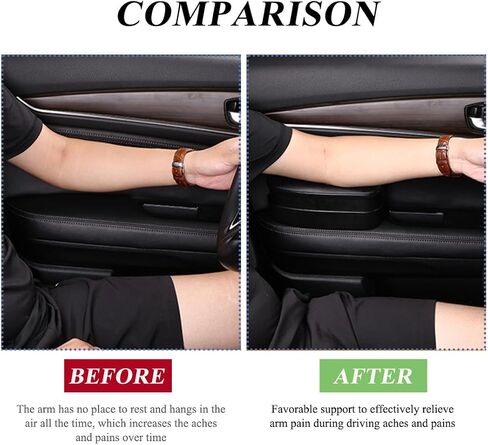 Car Armrest Support Cover, Left Side Door Armrest Cushion Pad Extender with Storage Box, Anti-Slip & Waterproof Leather Driver Left Arm Rest Storage Cover, Car Accessories (Black, Style 2) in Saudi Arabia