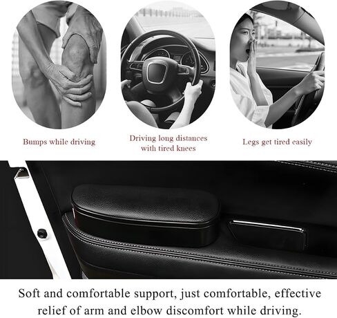 Car Armrest Support Cover, Left Side Door Armrest Cushion Pad Extender with Storage Box, Anti-Slip & Waterproof Leather Driver Left Arm Rest Storage Cover, Car Accessories (Black, Style 2) in Saudi Arabia