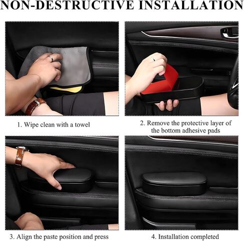 Car Armrest Support Cover, Left Side Door Armrest Cushion Pad Extender with Storage Box, Anti-Slip & Waterproof Leather Driver Left Arm Rest Storage Cover, Car Accessories (Black, Style 2) in Saudi Arabia