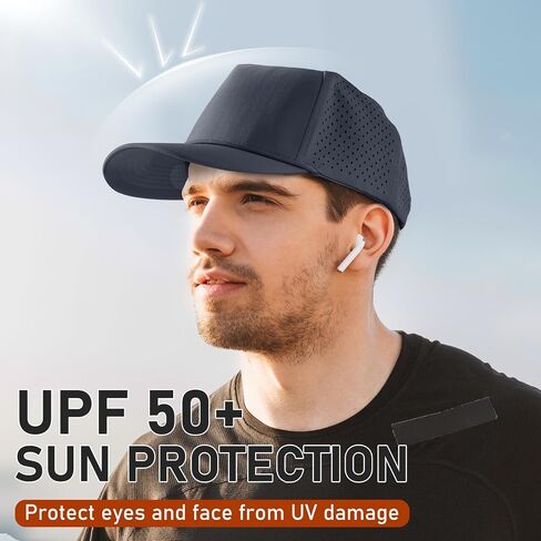 Stylish 5-Panel Rope Quick Dry Trucker Hat, Laser Cut Mesh Snapback Baseball Cap for Men Outdoor Sports in Saudi Arabia