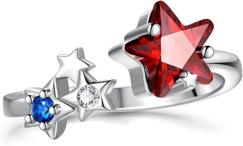 American Flag Ring 925 Sterling Silver July 4th Red White and Blue Jewelry Independence Day Gifts for Women in Saudi Arabia