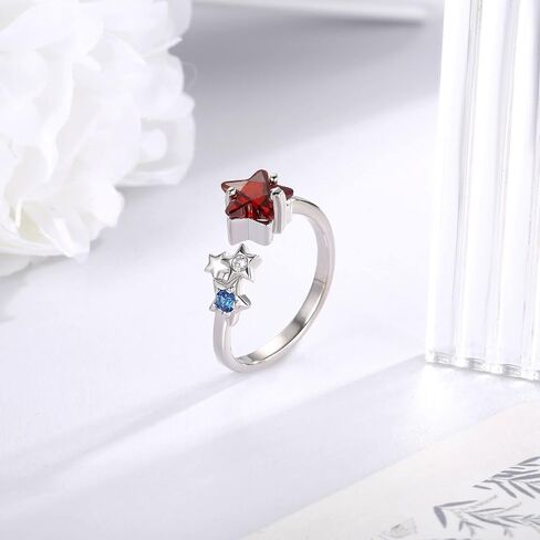 American Flag Ring 925 Sterling Silver July 4th Red White and Blue Jewelry Independence Day Gifts for Women in Saudi Arabia