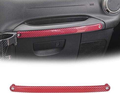 Co-Pilot Grab Handle Insert Cover Trim Compatible with 2011-2017 Jeep Wrangler JK JKU 2/4-Doors, Passenger Storage Box Handle Insert Cover, ABS, 1pcs, Carbon Fiber in Kuwait