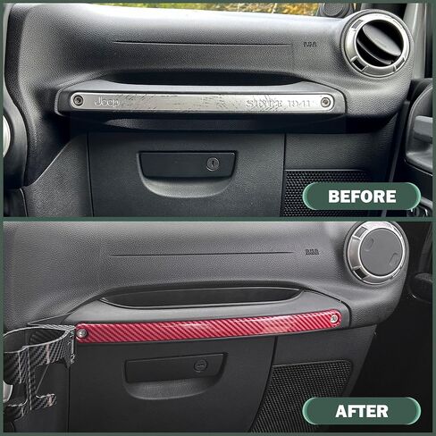 Co-Pilot Grab Handle Insert Cover Trim Compatible with 2011-2017 Jeep Wrangler JK JKU 2/4-Doors, Passenger Storage Box Handle Insert Cover, ABS, 1pcs, Carbon Fiber in Kuwait