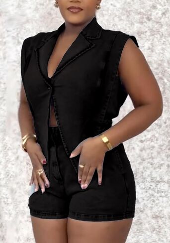 NRTHYE Women Denim Short Romper Sexy Sleeveless Lapel Hollow out One Piece Jean Jumpsuit Short Overalls Club Outfits in Saudi Arabia