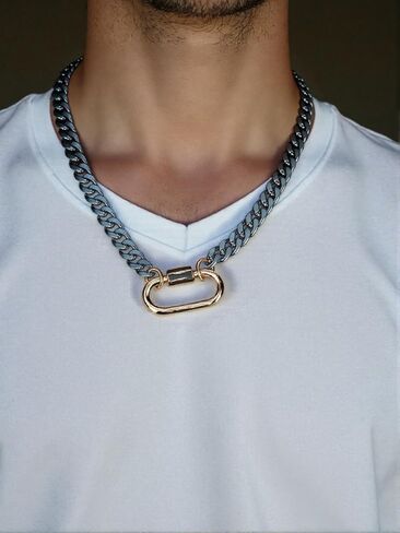 نساء اثنين من ألوان تسلق الجبال بوكيل قلادة فضية الرجال والنساء الورق الكوبي مقطع سلسلة سميكة السلسلة in Kuwait