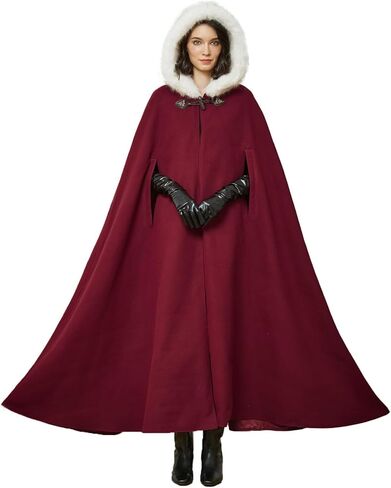Beautelicate Renaissance Cloak Cosplay Medieval Wool Blend Halloween Winter in Saudi Arabia