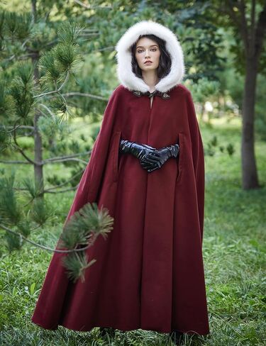 Beautelicate Renaissance Cloak Cosplay Medieval Wool Blend Halloween Winter in Saudi Arabia