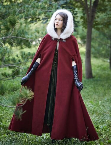 Beautelicate Renaissance Cloak Cosplay Medieval Wool Blend Halloween Winter in Saudi Arabia