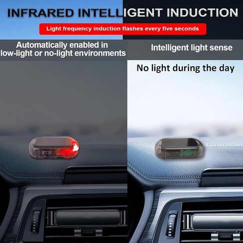 2Pack Solar Simulated Dummy Alarm Warning Lamp,WONFAST Mini Anti-Theft LED Flashing Security Light Car Fake Lamp,Automotive Warning Interior Lights with USB Charger Port (Blue) in Saudi Arabia