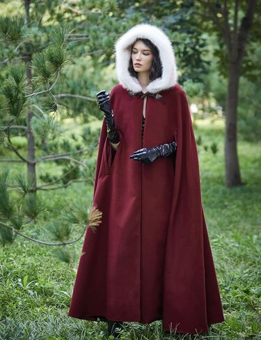 Beautelicate Renaissance Cloak Cosplay Medieval Wool Blend Halloween Winter in Saudi Arabia