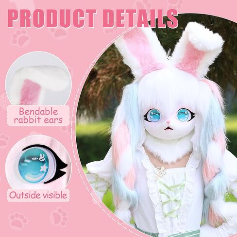 Fursuit Ceygear Cosplay Furry Assable Cute Cute Halloween Masquerade Onclue Comple Props Props in Saudi Arabia