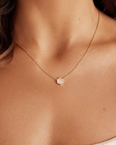 PAVOI 14K Gold Plated Gemstone Pendant Necklace | Dainty Chain Necklaces for Women | Amethyst, Onyx, Green Fluorite, Labradorite, Pearl, Rose Quartz, Agate, Sodalite, Turquoise Gemstone Pendants in Saudi Arabia