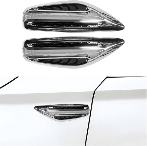 2 PCS Car Hood Vent Trim, Waterproof Stylish Vehicle Air Flow Fender Side Vent Decor Sticker, Durable Car Air Flow Intake Hole Stickers, Car Exterior Decorative Accessories (White) in Saudi Arabia
