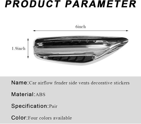 2 PCS Car Hood Vent Trim, Waterproof Stylish Vehicle Air Flow Fender Side Vent Decor Sticker, Durable Car Air Flow Intake Hole Stickers, Car Exterior Decorative Accessories (White) in Saudi Arabia