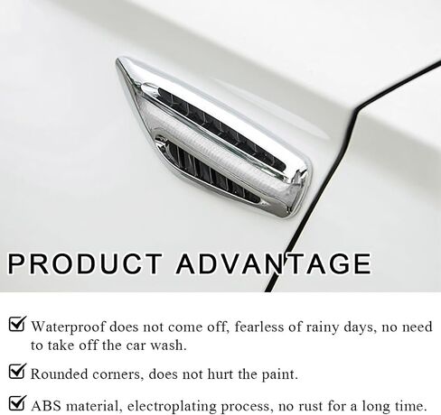 2 PCS Car Hood Vent Trim, Waterproof Stylish Vehicle Air Flow Fender Side Vent Decor Sticker, Durable Car Air Flow Intake Hole Stickers, Car Exterior Decorative Accessories (White) in Saudi Arabia