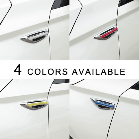 2 PCS Car Hood Vent Trim, Waterproof Stylish Vehicle Air Flow Fender Side Vent Decor Sticker, Durable Car Air Flow Intake Hole Stickers, Car Exterior Decorative Accessories (White) in Saudi Arabia