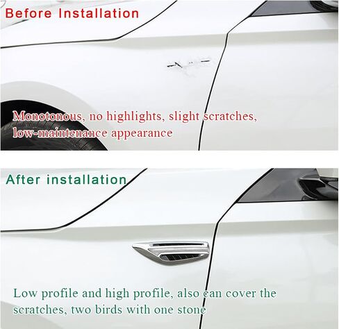 2 PCS Car Hood Vent Trim, Waterproof Stylish Vehicle Air Flow Fender Side Vent Decor Sticker, Durable Car Air Flow Intake Hole Stickers, Car Exterior Decorative Accessories (White) in Saudi Arabia