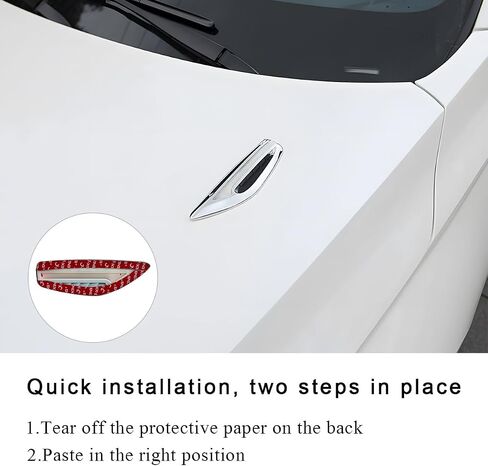 2 PCS Car Hood Vent Trim, Waterproof Stylish Vehicle Air Flow Fender Side Vent Decor Sticker, Durable Car Air Flow Intake Hole Stickers, Car Exterior Decorative Accessories (White) in Saudi Arabia