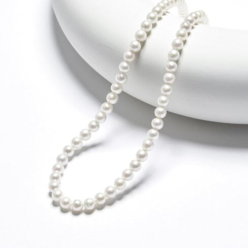 Pearl Necklace 17 Inches 5MM/6MM/7MM/8MM Round Freshwater Pearl Strand Necklace for Women/Mother/Girlfriend Jewelry Gifts for Wedding Brides Birthday in Kuwait