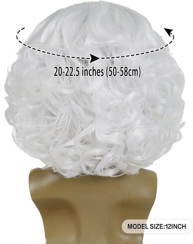 GNIMEGIL Santa Beard and Wig Set Short Curly White Wigs for Old Man Bald Wig Wizard Wigs Costume Accessories Christmas Claus Suit for Men Women Halloween Carnival Party in Saudi Arabia
