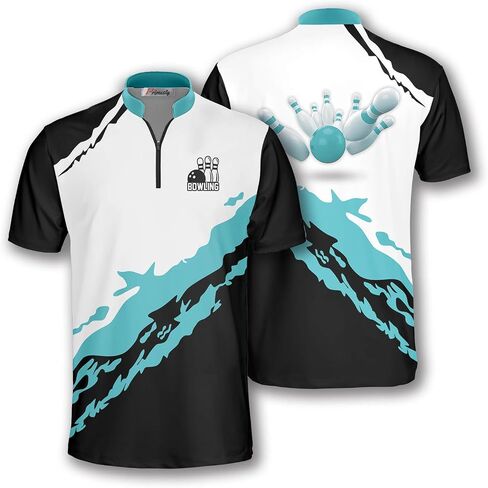 PRIMESTY Bowling Jersey 3D, Zipper Bowling Shirts for Team, Bowling Shirt Unisex for Men Women, Bowling Shirts for Men in Kuwait