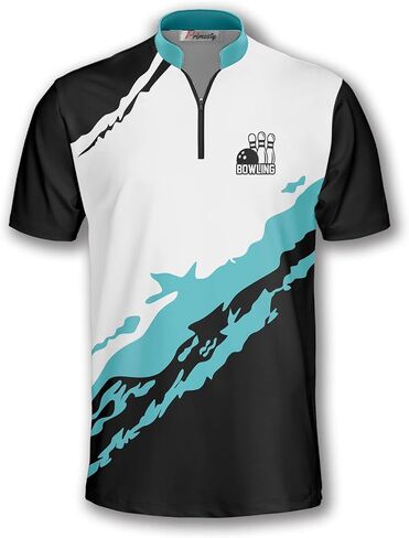 PRIMESTY Bowling Jersey 3D, Zipper Bowling Shirts for Team, Bowling Shirt Unisex for Men Women, Bowling Shirts for Men in Kuwait