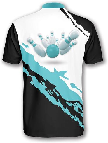 PRIMESTY Bowling Jersey 3D, Zipper Bowling Shirts for Team, Bowling Shirt Unisex for Men Women, Bowling Shirts for Men in Kuwait