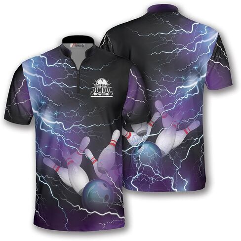 PRIMESTY Bowling Jersey 3D, Zipper Bowling Shirts for Team, Bowling Shirt Unisex for Men Women, Bowling Shirts for Men in Kuwait