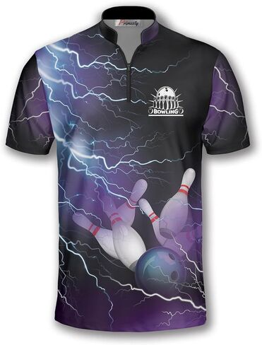 PRIMESTY Bowling Jersey 3D, Zipper Bowling Shirts for Team, Bowling Shirt Unisex for Men Women, Bowling Shirts for Men in Kuwait