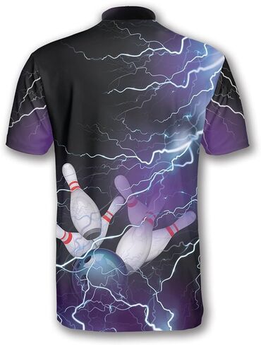 PRIMESTY Bowling Jersey 3D, Zipper Bowling Shirts for Team, Bowling Shirt Unisex for Men Women, Bowling Shirts for Men in Kuwait