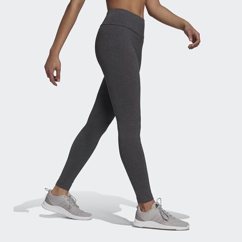 بنطال ضيق للسيدات من adidas بمقاس طويل وشعار Essentials عالي الخصر، فيكتوري قرمزي/ذهبي معدني، مقاس متوسط in Kuwait