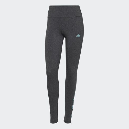 بنطال ضيق للسيدات من adidas بمقاس طويل وشعار Essentials عالي الخصر، فيكتوري قرمزي/ذهبي معدني، مقاس متوسط in Kuwait