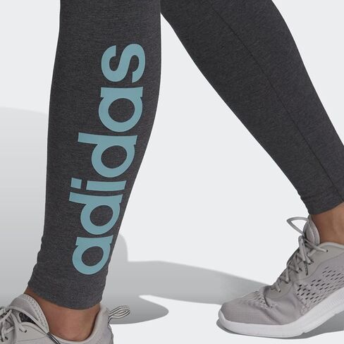 بنطال ضيق للسيدات من adidas بمقاس طويل وشعار Essentials عالي الخصر، فيكتوري قرمزي/ذهبي معدني، مقاس متوسط in Kuwait