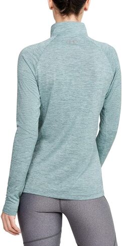 Under Armour Women's Tech Twist ½ Zip Long Sleeve Pullover , Hushed Turquoise (396)/Metallic Silver , Medium in Saudi Arabia