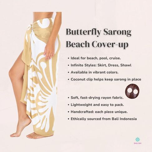 SHU-SHI Sarong Coverups for Women Beach Skirt Butterfly Wrap Swimsuit Long Pareo Cover Up in Saudi Arabia