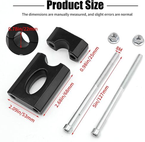 7/8" 22mm Handlebar Mount Clamp Risers, Handlebar Risers, Replacement for Mega Moto 80/105, Replacement for Razor MX650, Replacement for Coleman Bt200x Ct200 Motocycle Dirt Bikes in Saudi Arabia