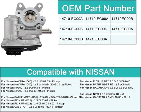 14710-EC00A 14710-EGR EGR Valve لـ Nissan Navara Pick-up D22 D40 Pathfinder Cabstar Navara NP300 2005-2015 2.5 DCI 14710-EC00B in Saudi Arabia