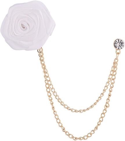 Rose Brooch Pin Wedding Brooch Suit Pin Handmade Rose Brooch for the Groom Wedding Ball Fringe Chain Brooch Men's Suit Accessories in Saudi Arabia