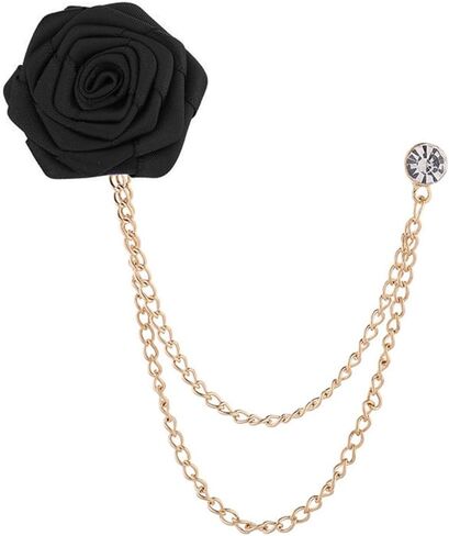 Rose Brooch Pin Wedding Brooch Suit Pin Handmade Rose Brooch for the Groom Wedding Ball Fringe Chain Brooch Men's Suit Accessories in Saudi Arabia
