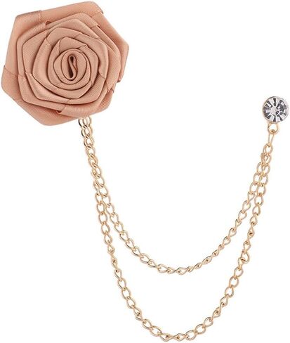 Rose Brooch Pin Wedding Brooch Suit Pin Handmade Rose Brooch for the Groom Wedding Ball Fringe Chain Brooch Men's Suit Accessories in Saudi Arabia