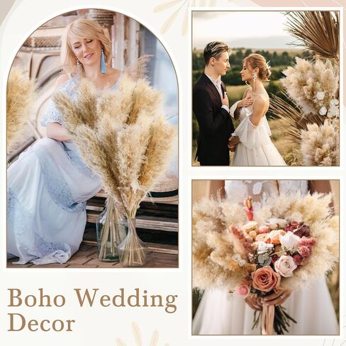 Tigeen 50 Pcs 40 Inch Tall Pampas Grass Stems Beige Fluffy Natural Dried Pampas Grass Floral Decor, Bouquet for Floor Vase, Wedding Floral Arrangements, Party, Farmhouse, Boho Home Decor in Saudi Arabia