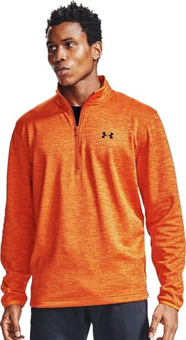 Under Armour Men's Armour Fleece 1/2 Zip T-Shirt , Vibe Orange (850)/Black , Small in Saudi Arabia