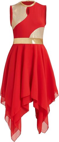 Womens Praise Dance Dress V-Neck Sleeveless Liturgical Worship Dress Lyrical Contemporary Dance Costumes in Kuwait