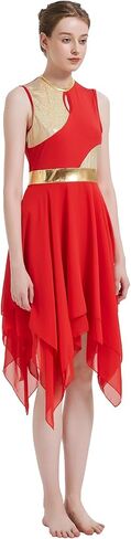 Womens Praise Dance Dress V-Neck Sleeveless Liturgical Worship Dress Lyrical Contemporary Dance Costumes in Kuwait