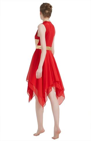 Womens Praise Dance Dress V-Neck Sleeveless Liturgical Worship Dress Lyrical Contemporary Dance Costumes in Kuwait